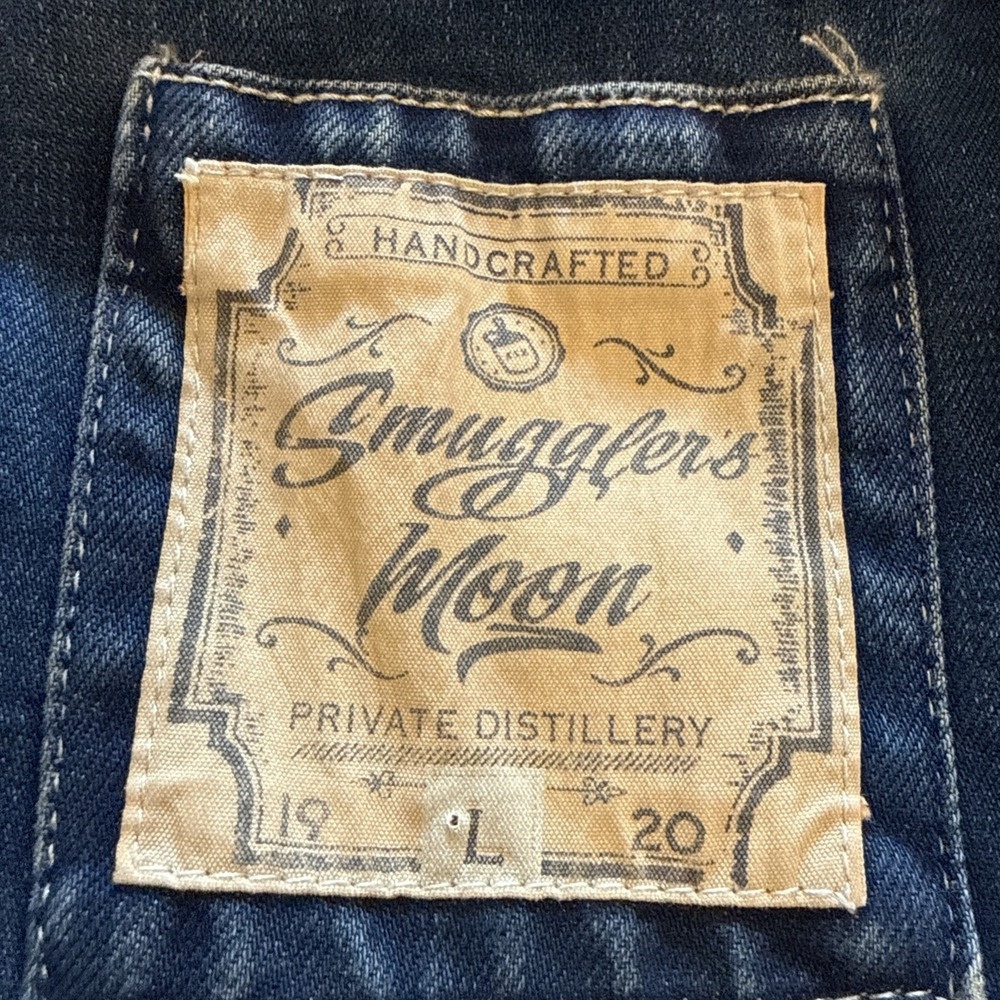 Smugglers Moon Denim Vest Men's L Distressed Painted Y2K Biker Grunge Jean - Picture 5 of 13